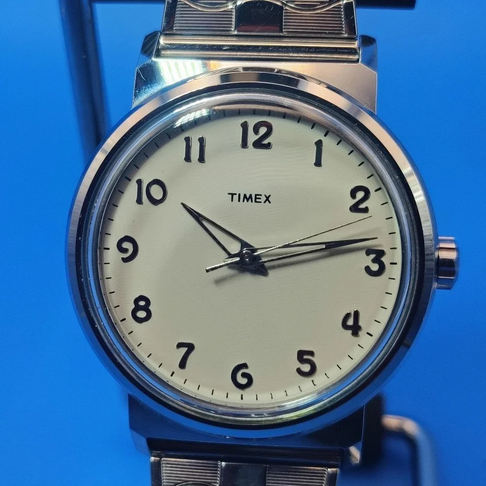 Vintage 2016 Timex Cream Dial 36mm Mens Minimalist Quartz Watch Fully Restored